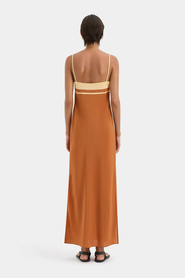 sir dreamwood scarf midi dress Sir The Label Soma Scarf Midi Dress Rust Size 3