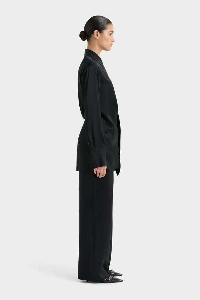 Sir The Label Sorrento Shirt Dress and Pant Set in Black - Outfit Sets