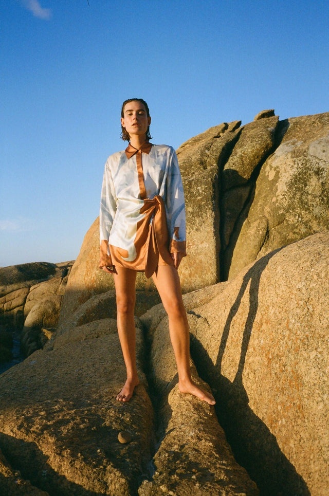 Sir The Label Sorrento Shirt Mini Dress in Sciarpa Print Size 1 / AU 8 - 8 / Multi - Dresses