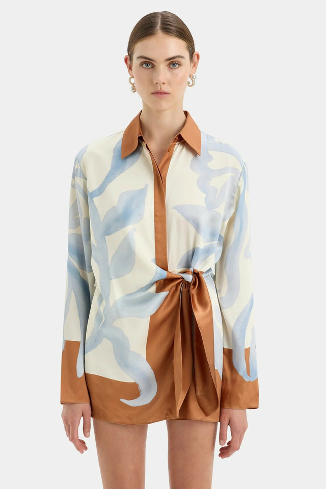 Sir The Label Sorrento Shirt Mini Dress in Sciarpa Print Size 1 / AU 8 - 8 / Multi - Dresses