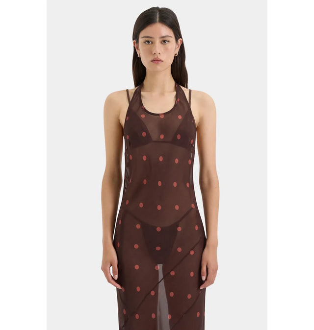 Sir the Label Toni Halter Dress in Chocolate Dot Size 2 / AU 10 | Passion  For Fashion