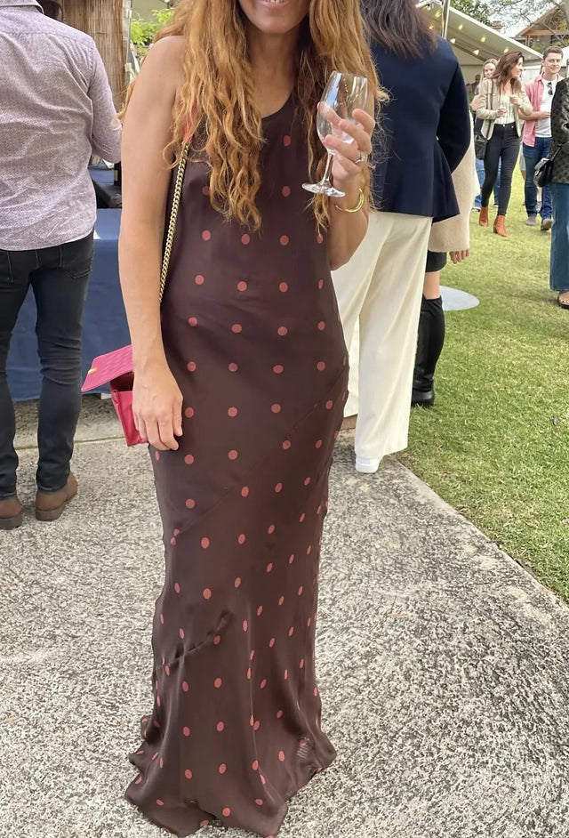 Sir the Label Toni Halter Dress in Chocolate Dot Size 2 / AU 10 | Passion For Fashion Sir the Label Toni Halter Dress in Chocolate Dot Size 2 / AU 10 | Passion For Fashion