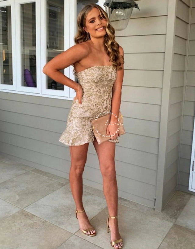 Sofia the Label Radiant Mini Dress - 8 / Brown - Dresses