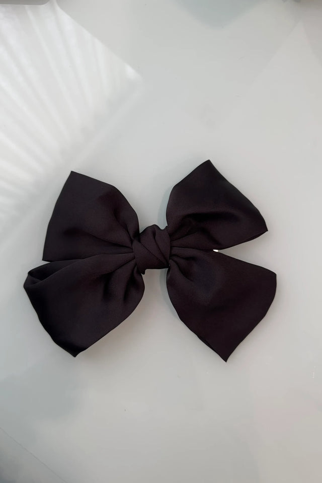 The Luxe Closet Australia Satin Bow Hair Clip - Black