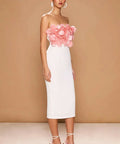 Sonya Moda Flower Petal Midi Dress Rosa/White Peluche Size 10 - 10 / Multi - Dresses