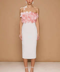 Sonya Moda Flower Petal Midi Dress Rosa/White Peluche Size 10 - 10 / Multi - Dresses