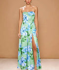 Sonya Moda Milano Gown Azzuro Verde Botanico Floral Print Size 10 - Dresses