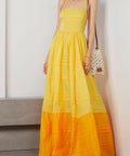 Staud Brigitte Two Tone Cotton Poplin Maxi Dress in Yellow/Orange Size 12 - 12 / Yellow - Dresses