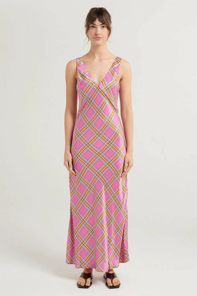 Steele Eadie Dress in Pink Check - 8 / Multi - Dresses