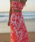 Steele Flora Skirt & Layla Crop Top Set Pink Size Medium - 10 / Floral - Outfit Sets
