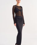 Suboo Auguste Long Sleeve Mesh Jersey Maxi-Black - Dresses