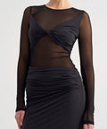 Suboo Auguste Long Sleeve Mesh Jersey Maxi-Black - Dresses
