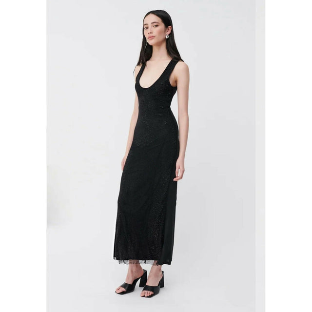Suboo Dali Diamante Plunge Neck Maxi Dress - 8 / Black - Dresses