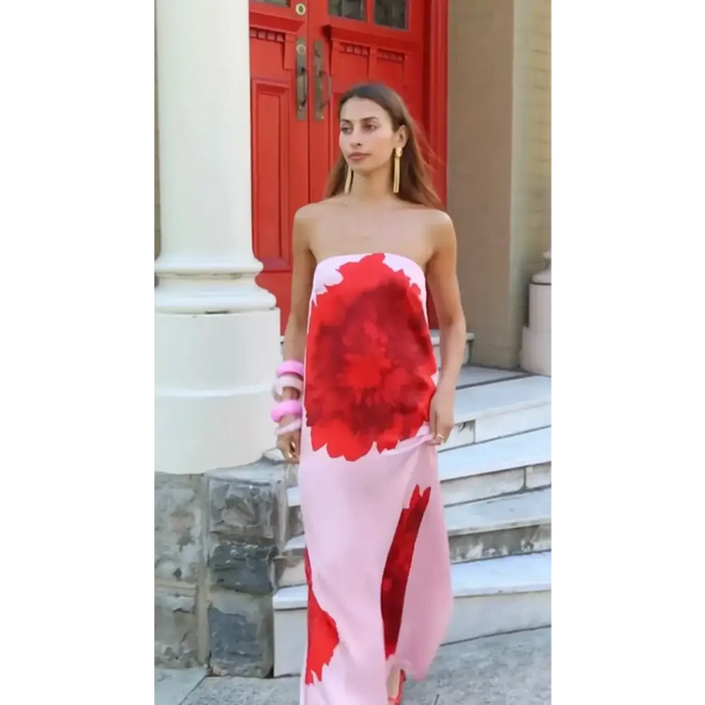 Suboo - Emilia Bustier Maxi Dress - Pink Floral - 10 / Pink - Dresses
