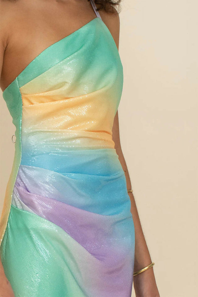 Suboo Ombre One Shoulder Split Maxi Size 8 - 8 / Multi - Dresses
