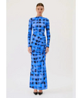 Suboo Shibori Long Sleeve Ruched Maxi Dress Blue - Dresses