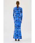 Suboo Shibori Long Sleeve Ruched Maxi Dress Blue - Dresses