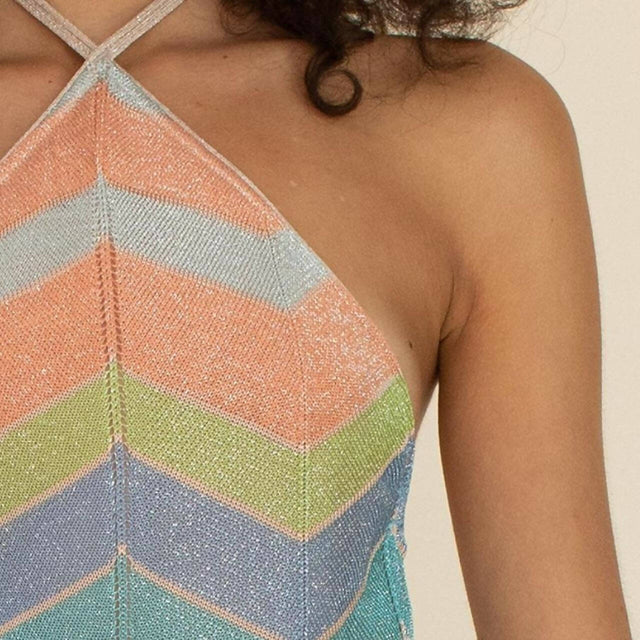 Suboo Solar Chevron Halter Maxi Dress in Multi - 6 / Multi - Dresses