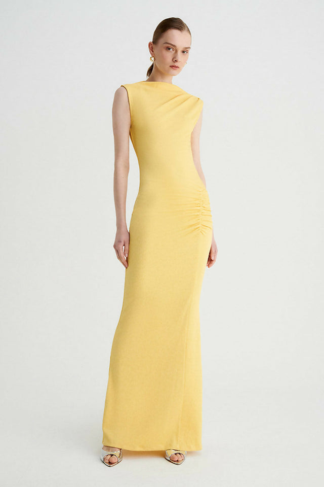 SB2671A24BT-VegaRouchedFrontMidiDress-Butter_2_3000x