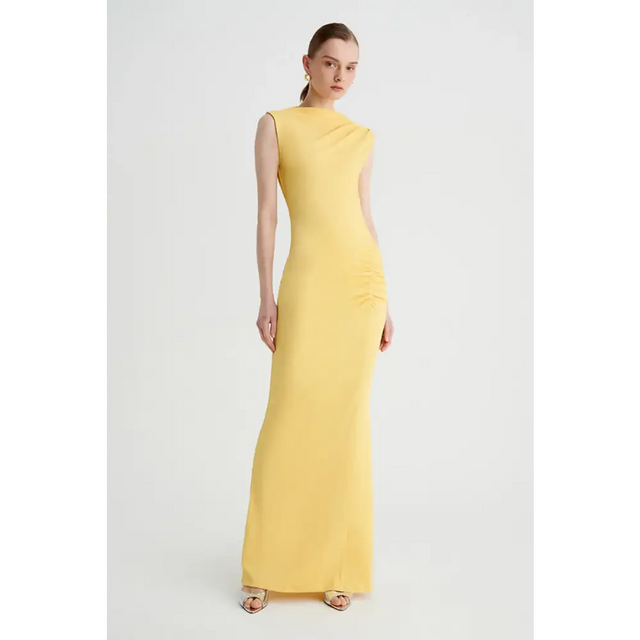 SB2671A24BT-VegaRouchedFrontMidiDress-Butter_2_3000x