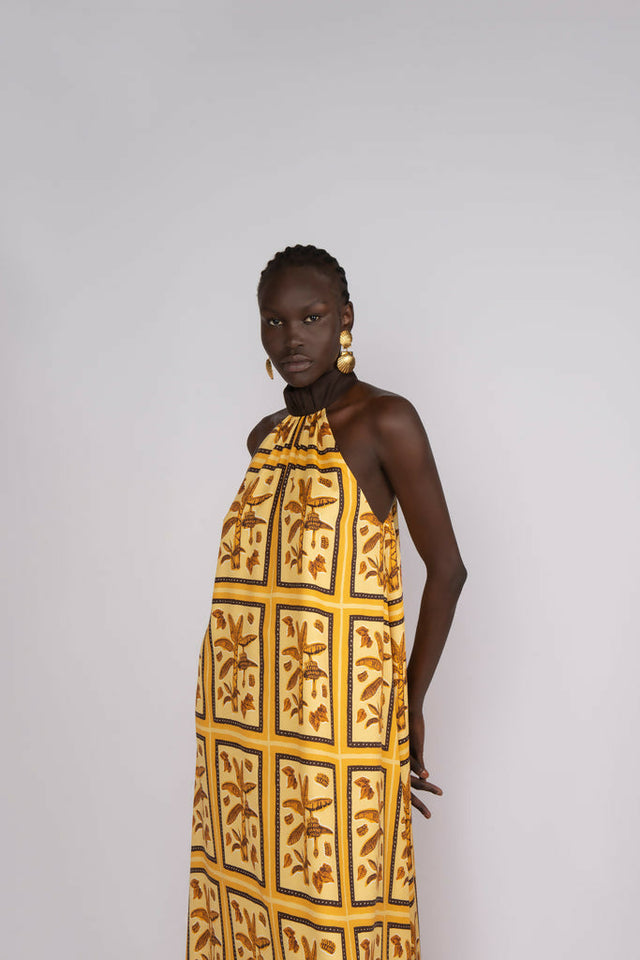 Sunset Lover Tiled Hanson Palm Full Length Dress - 8 / Print - Dresses