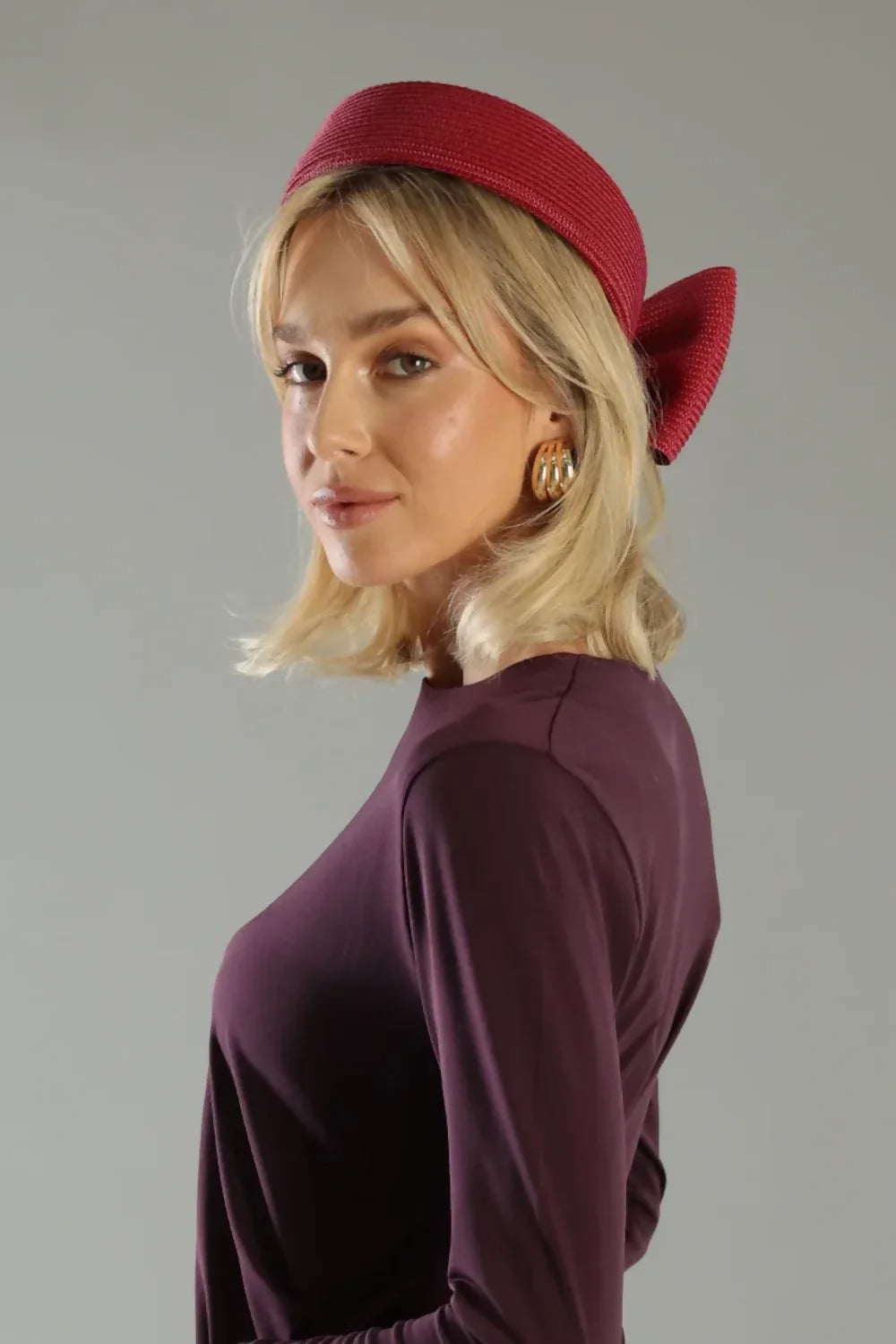 Morgan &amp; Taylor Tara Racewear Pillbox Hat - Burgundy Red – designer dress hire