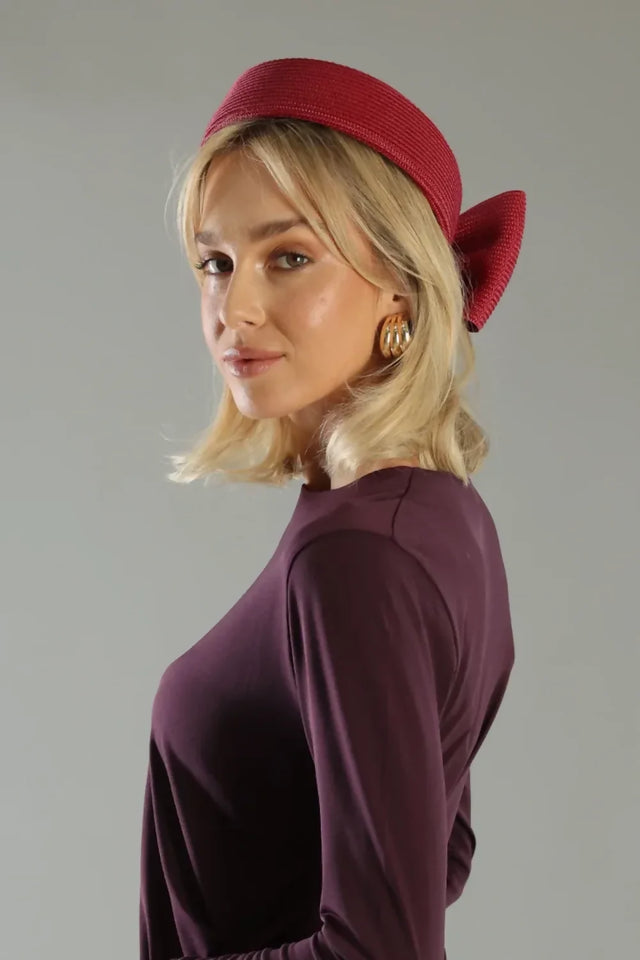 Morgan & Taylor Tara Racewear Pillbox Hat - Burgundy Red