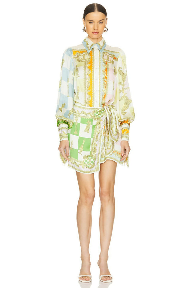 Alemais Checkmate Silk Mini Dress Multi