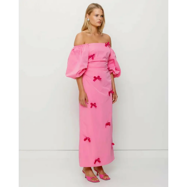 The Wolf Gang Amar Midi Dress - 10 / Pink - Dresses