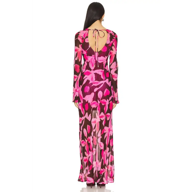 The Wolf Gang Lottie Maxi Dress Chocolate Floral Size S/AU 8 - 8 / Multi - Dresses