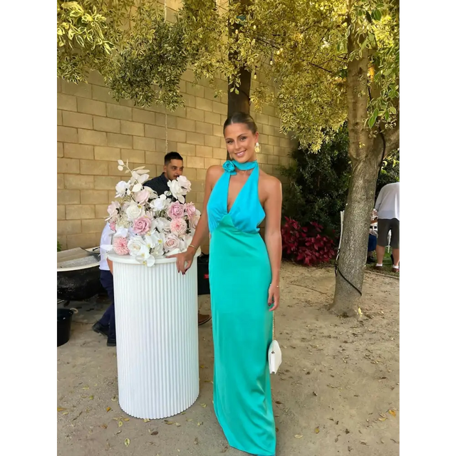 The Wolf Gang Oahu Slip Maxi Dress Aquamarine Size S & M - Dresses