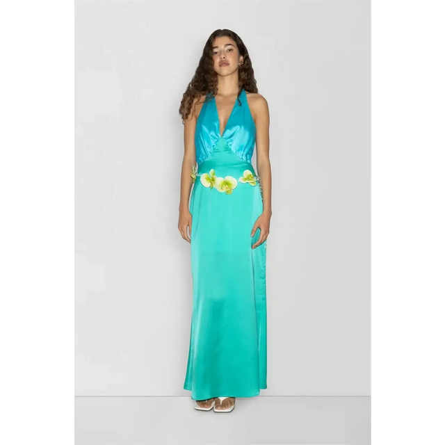 The Wolf Gang Oahu Slip Maxi Dress Aquamarine Size S & M - Dresses