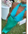 The Wolf Gang Oahu Slip Maxi Dress Aquamarine Size S & M - Dresses