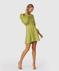 The Wolf Gang Safi Linen Cut Out Mini Dress Green - 10 / Green - Dresses