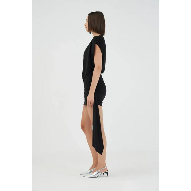 Third Form Aura Draped Mini Dress Black - Dresses