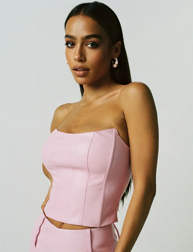 strapless open back dress Tigermist Cayenne Set Pink