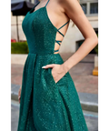 Tina Holly Sprinkle Glitter Formal Gown - Emerald Green - Dresses