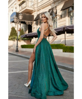 Tina Holly Sprinkle Glitter Formal Gown - Emerald Green - Dresses