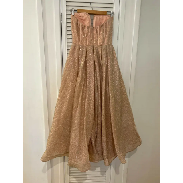 Tina Holly TK312 Rose Gold Sequin A-Line Midi Length Formal Dress - 8 / Rose Gold - Dresses