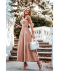 Tina Holly TK312 Rose Gold Sequin A-Line Midi Length Formal Dress - 8 / Rose Gold - Dresses