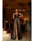 Tina Holly TK314L in Black and Nude Sequin Feather Ball Gown - 10 / Multi - Dresses