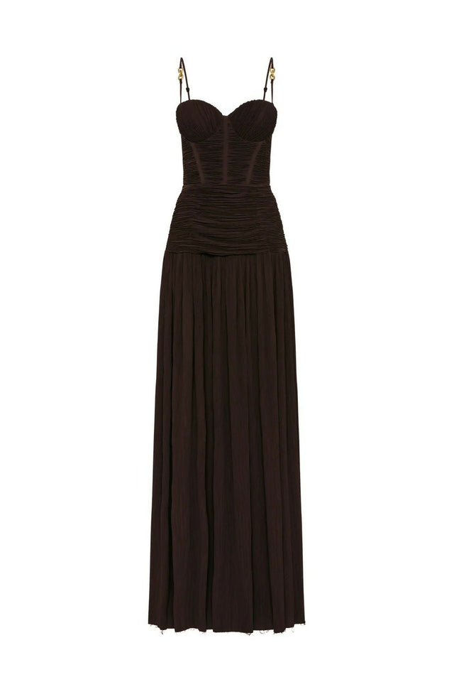 Manning Cartell Double Pleat Gown Brown Size 8,12