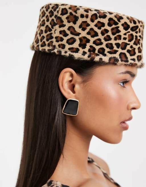 ASOS Design Hair-On Leather Pillbox - Leopard Print