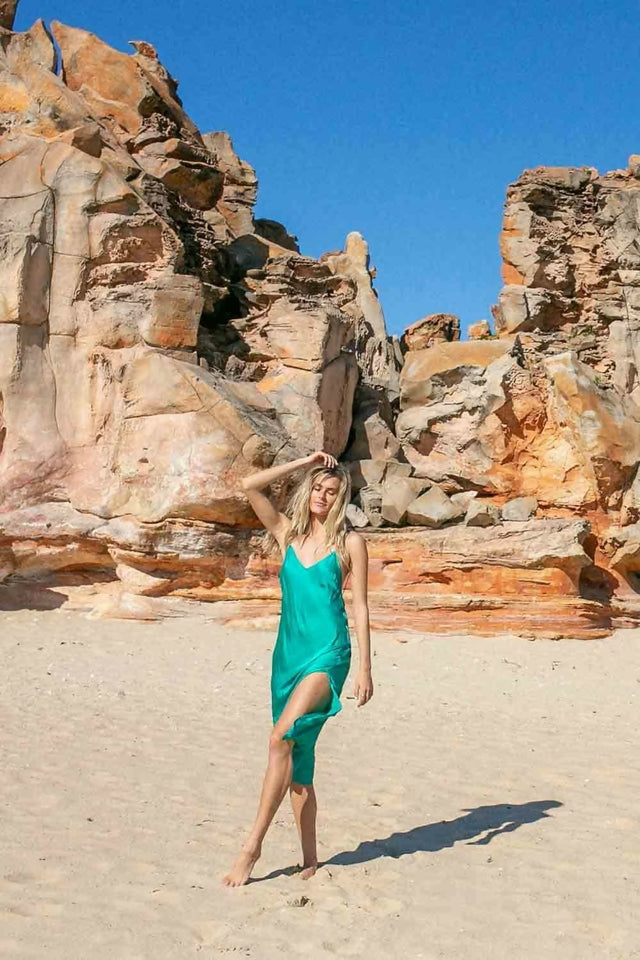 Turquoise Lane the Label Slinky Slip Midi Dress - 6 / Blue - Dresses