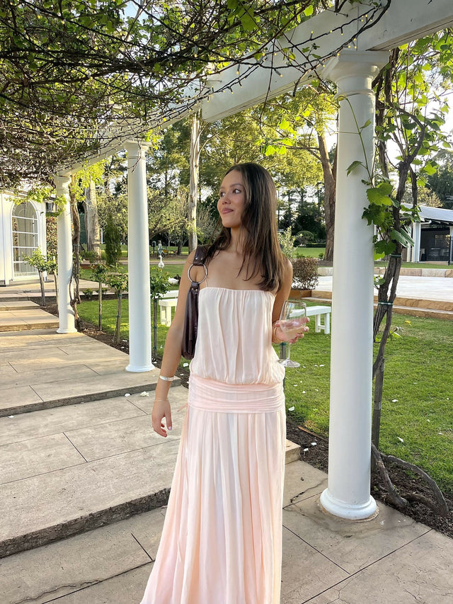 Bec and Bridge Camille Blouson Dress in Peach