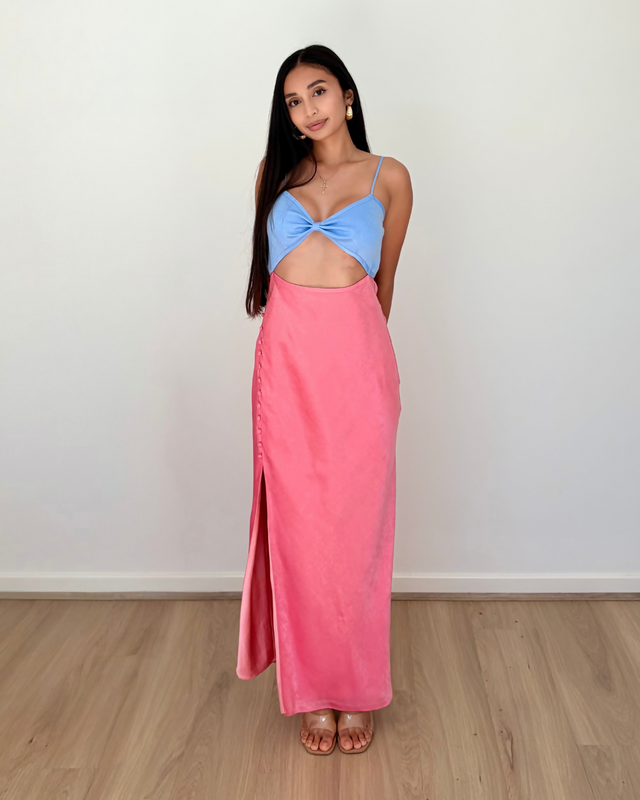 San Sloane Alona Midi Dress Pink and Blue