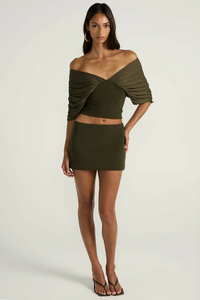 Ance Gria Neve Top & Skirt Set Olive Green Size XS / AU 6 & S / AU 8