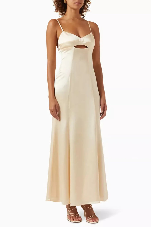 Anna Quan Catalina Cut Out Dress Buff Beige
