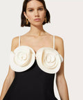 Valentino - Valentino Crepe Applique Rosette Dress