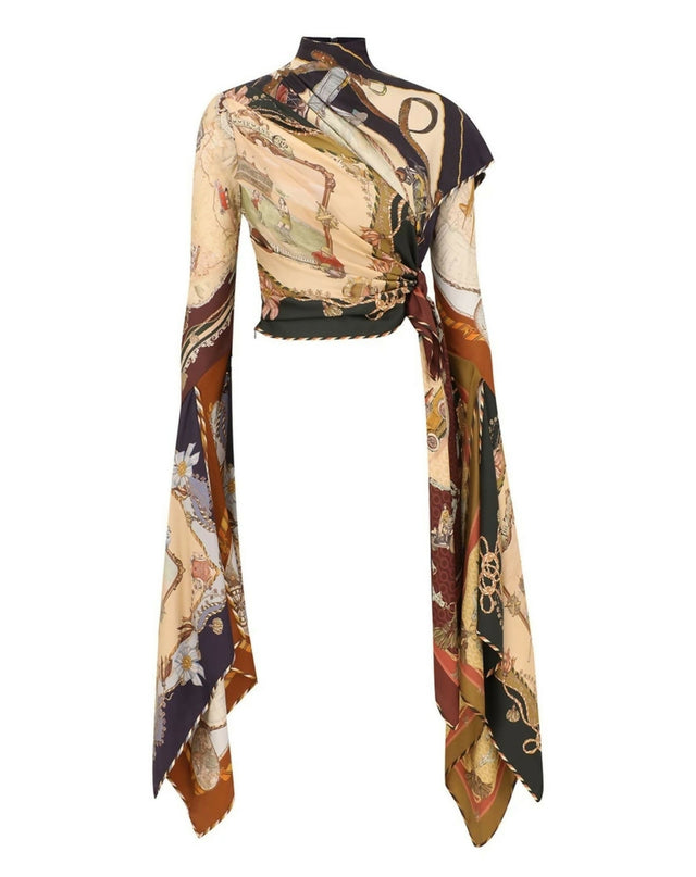 Zimmermann Valiant Draped Scarf Top in Spliced Scarves